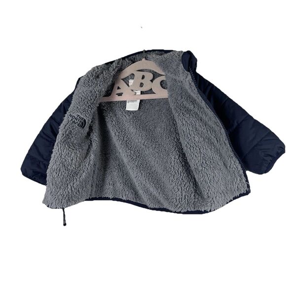 The North Face Puffer Hoodie Jacket Infant 3-6M Navy Mount Chimborazo Reversible - Picture 5 of 9